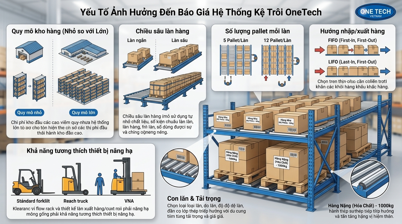 Các yếu tố ảnh hưởng đến báo giá kệ Flow racks Thừa Thiên Huế