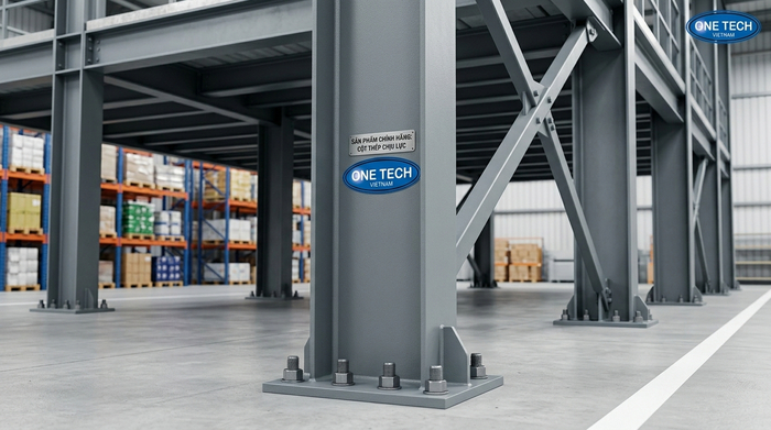 Cột trụ chịu lực kệ sàn mezzanine Cột trụ thép chịu lực của kệ sàn mezzanine trong kho hàng