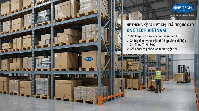 Kệ pallet Thừa Thiên Huế trong kho hàng có độ ẩm cao