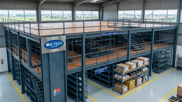 Kệ sàn mezzanine kho Phú Bài Hương Thủy Kệ sàn mezzanine cho kho hàng khu vực Phú Bài Hương Thủy