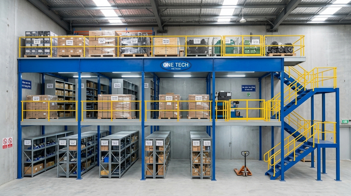 Kệ sàn mezzanine Thừa Thiên Huế tối ưu không gian kho Kệ sàn mezzanine Thừa Thiên Huế giúp tăng diện tích lưu trữ trong kho cao tầng