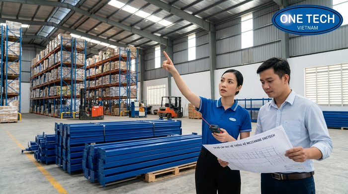 Khảo sát kho lắp kệ sàn mezzanine Khảo sát kho để thiết kế kệ sàn mezzanine tại Huế