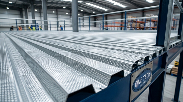 Mặt sàn tôn gân kệ mezzanine Mặt sàn tôn gân chống trượt dùng cho kệ mezzanine