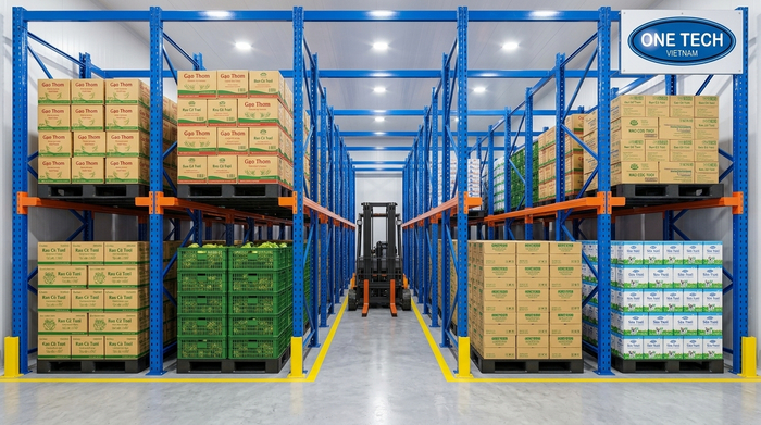Mẫu kệ drive in cho kho thực phẩm Mẫu kệ drive in cho kho thực phẩm đóng pallet