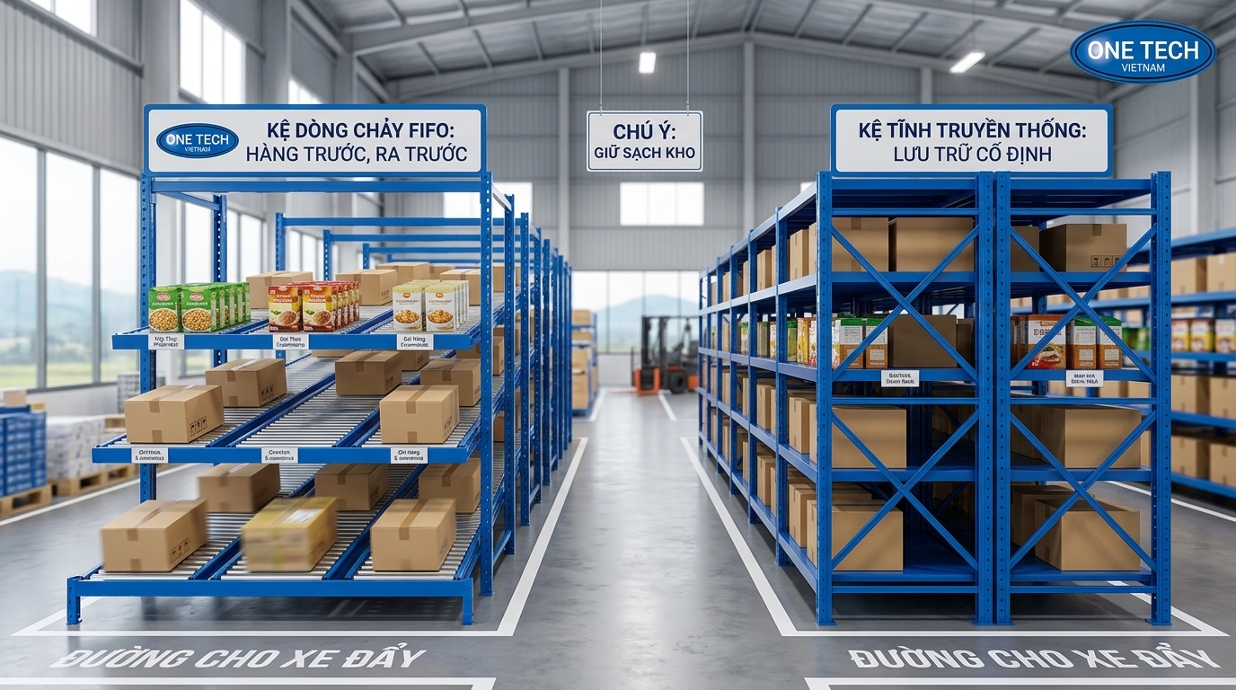 So sánh kệ flowrack và kệ tĩnh cho kho hàng Thừa Thiên Huế