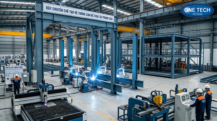 Nhà máy sản xuất kệ sàn mezzanine OneTech Sản xuất kệ sàn mezzanine tại nhà máy OneTech