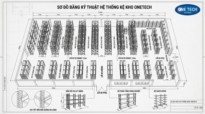 Thiết kế kệ kho hàng theo mặt bằng thực tế Bản vẽ thiết kế kệ kho hàng trước khi báo giá
