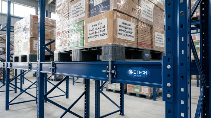 Thanh beam kệ Double Deep chịu tải cao Chi tiết thanh beam kệ Double Deep chịu tải pallet nặng