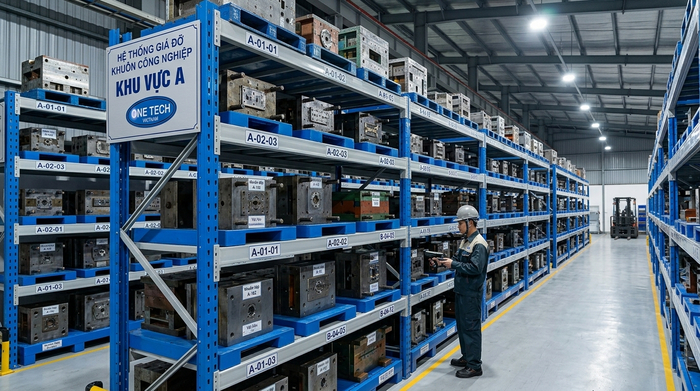 Quản lý vị trí khuôn mẫu trên hệ thống kệ Đánh mã vị trí trên kệ khuôn để kiểm kê nhanh