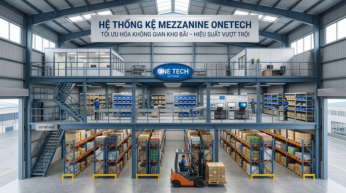 Kệ sàn mezzanine tối ưu không gian kho tại Thừa Thiên Huế Kệ sàn mezzanine tận dụng chiều cao nhà kho tại Huế