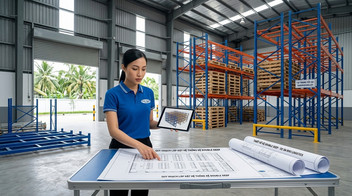 Khảo sát lắp đặt kệ Double Deep tại Huế Khảo sát mặt bằng lắp đặt kệ Double Deep tại Thừa Thiên Huế