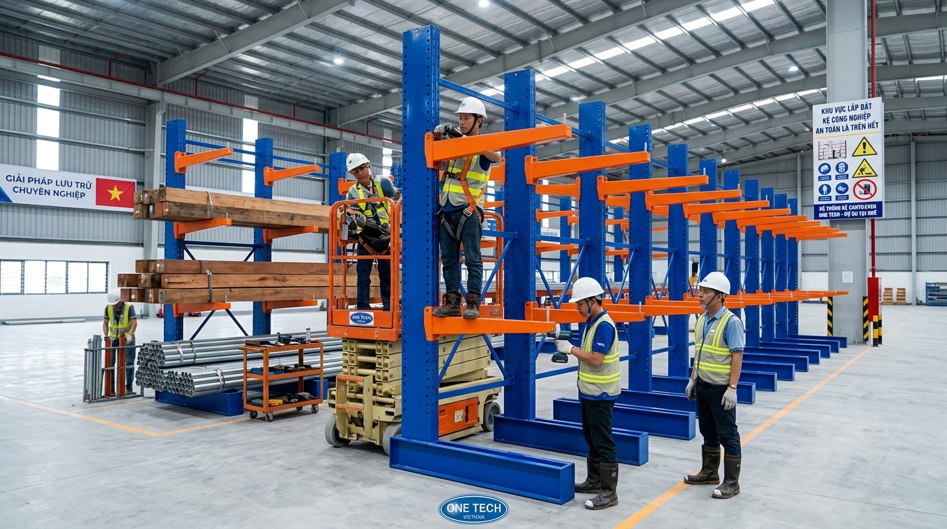 Lắp đặt kệ cantilever tại kho hàng Huế Lắp đặt kệ cantilever tại kho hàng khu vực Huế