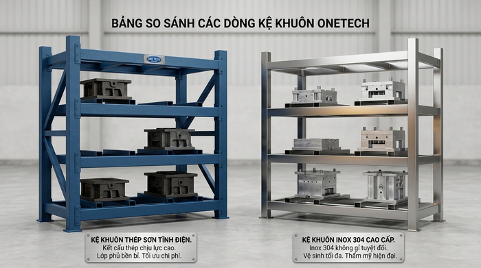 So sánh vật liệu kệ khuôn cho kho tại Thừa Thiên Huế So sánh kệ khuôn thép sơn tĩnh điện và kệ khuôn inox