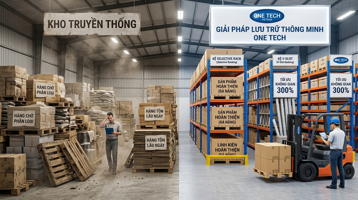 So sánh tối ưu không gian kho bằng kệ kho thông minh So sánh kho xếp nền và kệ kho hàng thông minh tại Huế