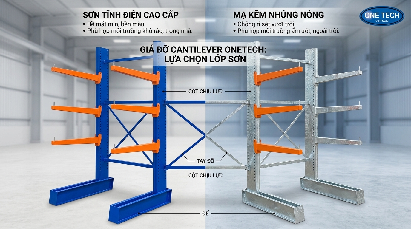 So sánh lớp phủ kệ tay đỡ trong môi trường ẩm So sánh lớp phủ sơn tĩnh điện và mạ kẽm cho kệ tay đỡ tại Thừa Thiên Huế
