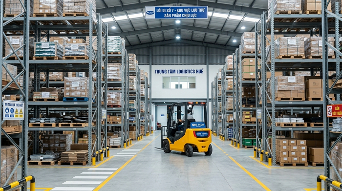 Bố trí kệ kho thông minh theo lối xe nâng chuyên dụng Tối ưu lối đi xe nâng trong kho hàng tại Huế