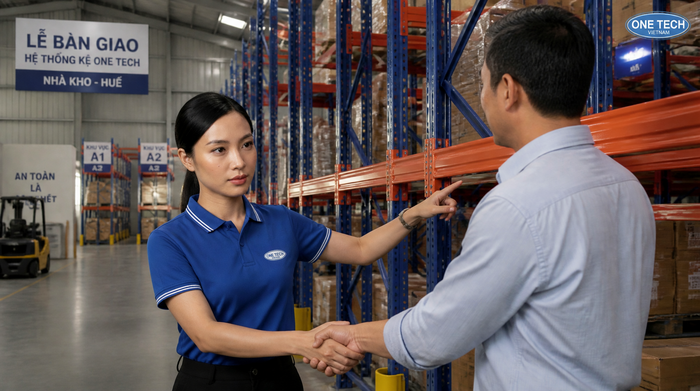 Bàn giao và hướng dẫn sử dụng kệ kho logistics Bàn giao kệ kho logistics sau lắp đặt tại Huế