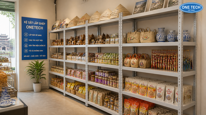 Kệ tải trọng nhẹ cho shop bán lẻ tại TP Huế giúp tối ưu không gian trưng bày