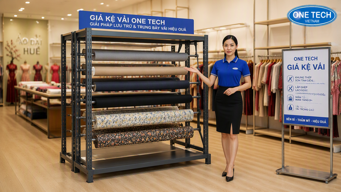 Kệ treo vải và giá đỡ vải cho shop thời trang tại Huế