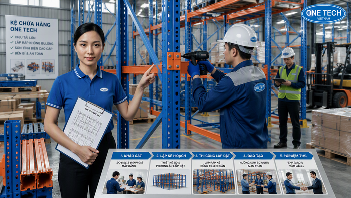 Dịch vụ lắp đặt kệ nhà kho Huế chuyên nghiệp Quy trình lắp đặt kệ nhà kho tại Huế từ khảo sát đến bàn giao