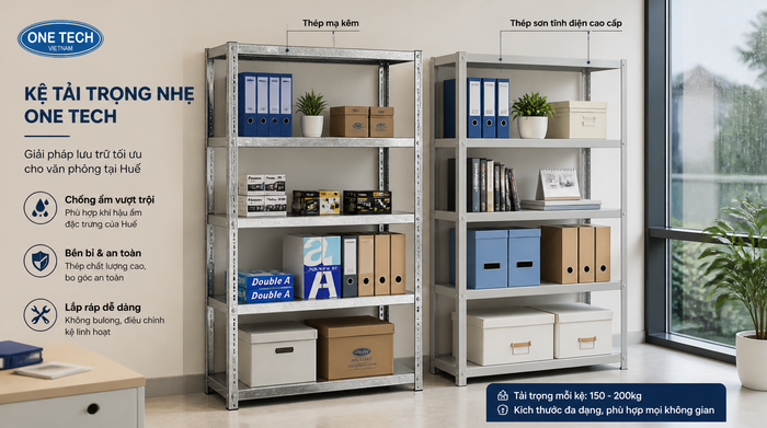 So sánh kệ tải trọng nhẹ bằng thép mạ và kệ sơn tĩnh điện cho khí hậu Huế