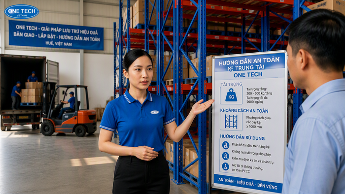 Bàn giao kệ trung tải và hướng dẫn sử dụng an toàn cho kho tại Huế