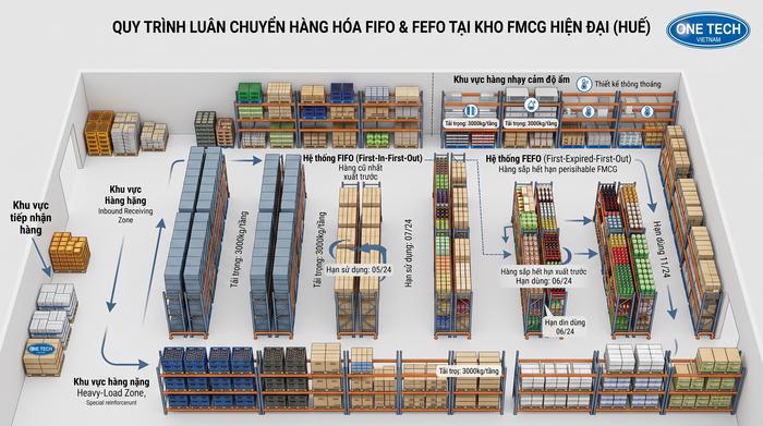 Sơ đồ lưu kho FIFO và FEFO cho kho FMCG tại Huế Sơ đồ lưu kho FIFO và FEFO cho kho FMCG tại Huế